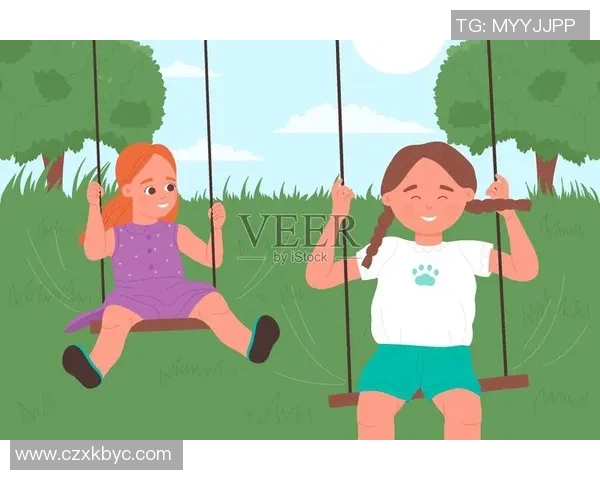 快乐小朋友在草地上踢足球的卡通场景生动有趣的插画展示